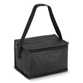 R-PET koeltas voor 6 blikjes, non-woven, 20 x 13 x 12,5 cm, 75 g/m²-Zwart