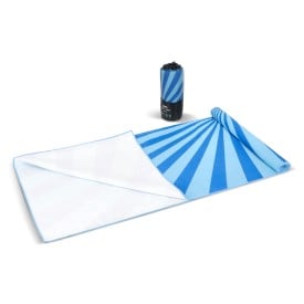 R-PET sneldrogende strandlaken 100x180cm met opbergzak (200g/m²) sublimatie-Blauw