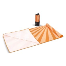R-PET sneldrogende strandlaken 100x180cm met opbergzak (200g/m²) sublimatie-Oranje