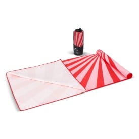 R-PET sneldrogende strandlaken 100x180cm met opbergzak (200g/m²) sublimatie-Rood