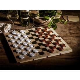 Rackpack checkers bordspel - hout - cadeauverpakking voor een fles wijn