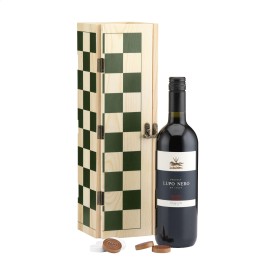 Rackpack checkers bordspel - hout - cadeauverpakking voor een fles wijn