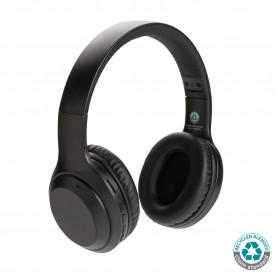 RCS standaard recycled plastic hoofdtelefoon-Zwart