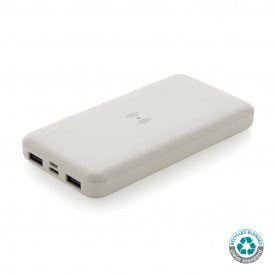 RCS standaard recycled plastic wireless powerbank-Wit