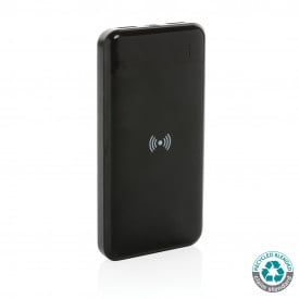 RCS standaard recycled plastic wireless powerbank-Zwart