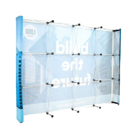 Rechte pop-up wand large - complete set - dekostof - full colour bedrukking
