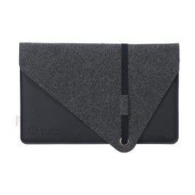 Recycled Felt & Apple Leather Laptop Sleeve 14"-Zwart