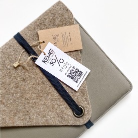 Recycled Felt & Apple Leather Laptop Sleeve 15 inch
