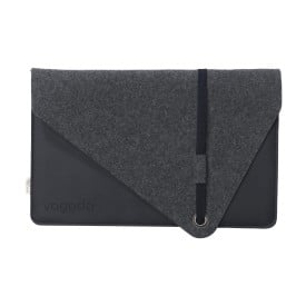 Recycled Felt & Apple Leather Laptop Sleeve 15/16"-Zwart
