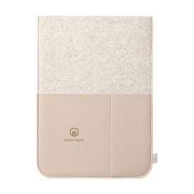 Recycled Felt & Apple Leather Laptop Sleeve 16"-Beige