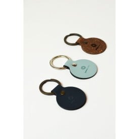Ronde sleutelhanger - gerecycled leer - stevige sleutelring