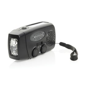 RescueWave RCS noodradio - gerecycled ABS - met zonnepaneel - met 1W zaklamp en 1800mAh powerbank