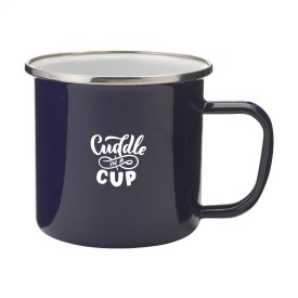 Retro Silver Emaille Mok 350 ml-Blauw/zilver