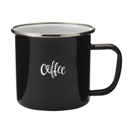 Retro Silver Emaille Mok 350 ml-Zwart/zilver