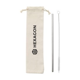 Reusable 1 piece ECO Straw Set RVS rietje-Zilver