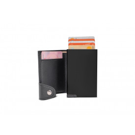 RFID kaarthouder met leerlook hoes-Zwart / zwart