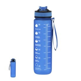 Ridof motiverende waterfles - 1L - PETG - met schroefdop en draagriem