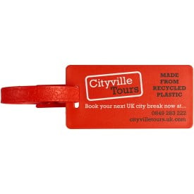 River gerecycled bagagelabel met venster-Rood