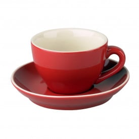 Robusta Cappuccino koffiekopje + schotel 18 cl-Rood