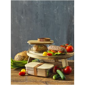 Seasons Roby lunchtrommel 1L - glas - bamboe deksel - elastische band