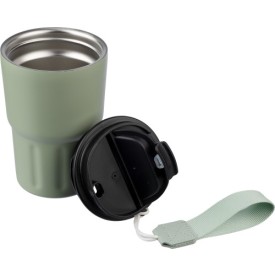 Dubbelwandige mok Louisa 320ml - RVS - met draagband en deksel - kartonnen geschenkverpakking