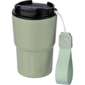 Dubbelwandige mok Louisa 320ml - RVS - met draagband en deksel - kartonnen geschenkverpakking