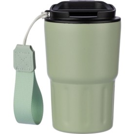 Dubbelwandige mok Louisa 320ml - RVS - met draagband en deksel - kartonnen geschenkverpakking