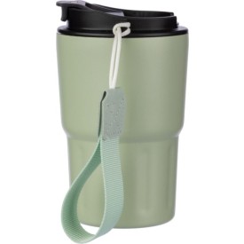 Dubbelwandige mok Louisa 320ml - RVS - met draagband en deksel - kartonnen geschenkverpakking
