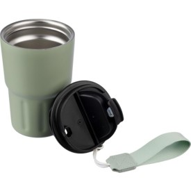 Dubbelwandige mok Louisa 320ml - RVS - met draagband en deksel - kartonnen geschenkverpakking