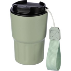 Dubbelwandige mok Louisa 320ml - RVS - met draagband en deksel - kartonnen geschenkverpakking