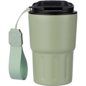 Dubbelwandige mok Louisa 320ml - RVS - met draagband en deksel - kartonnen geschenkverpakking