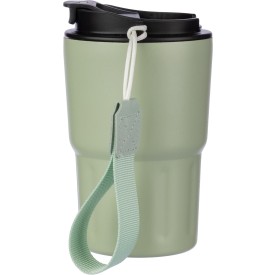 Dubbelwandige mok Louisa 320ml - RVS - met draagband en deksel - kartonnen geschenkverpakking