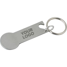 Gavin sleutelhanger - RVS - 6 cm - flesopener - winkelwagenmuntje