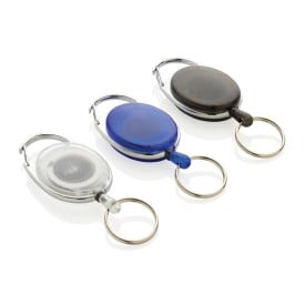 Roller clip sleutelhanger - RCS gerecycled kunststof - 60cm koord - met karabijnhaak