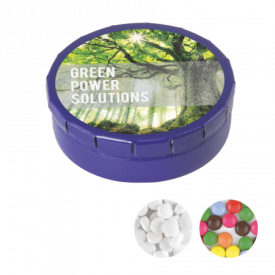 Rond click clack blik 45 mm met 12 gr. mintjes DIGITAAL tot full colour-Donkerblauw