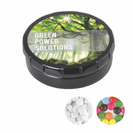 Rond click clack blik 45 mm met 12 gr. mintjes DIGITAAL tot full colour-Zwart
