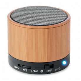 Round bamboo bluetooth luidspreker-Zwart