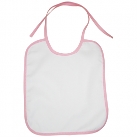 Slabbetje met gekleurde rand en koordsluiting-Wit / baby roze