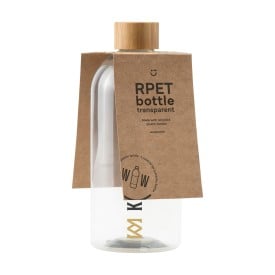 RPET Bottle Transparent 500 ml drinkfles - bamboe schroefdop