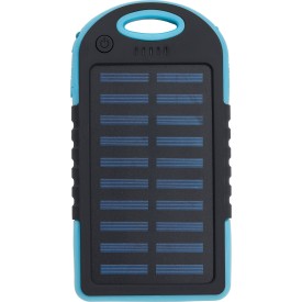 Rubberen ABS zonne-energie powerbank Arin-Blauw