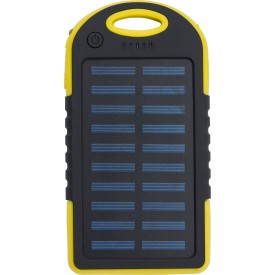 Rubberen ABS zonne-energie powerbank Arin-Geel