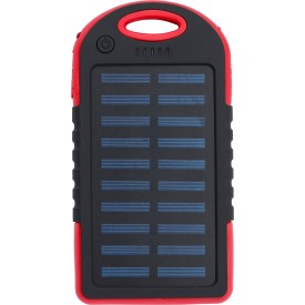Rubberen ABS zonne-energie powerbank Arin-Rood