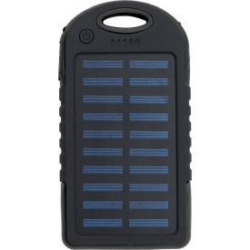 Rubberen ABS zonne-energie powerbank Arin-Zwart