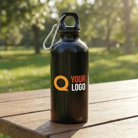 Sable enkelwandige fles 400ml - gerecycled RVS - met karabijnhaak