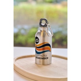 Sable enkelwandige fles 400ml - gerecycled RVS - met karabijnhaak