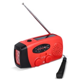 SafeSound Noodradio met Zonne-energie en Opwindbaar-Rood