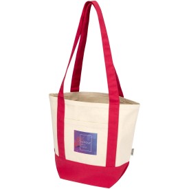 Sam 320 g/m² GRS gerecycleerde mini katoenen draagtas-Rood, natuur