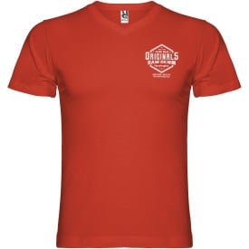 Samoyedo herenshirt met V-hals en korte mouwen-Rood