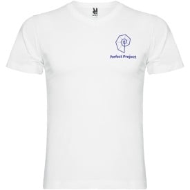 Samoyedo herenshirt met V-hals en korte mouwen-Wit