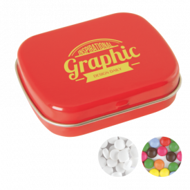 Scharnierblik met ca. 25 gr. mintjes TAMPONPRINT-Rood